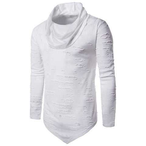 Long T shirt Cotton Causal Top Ripped Holes